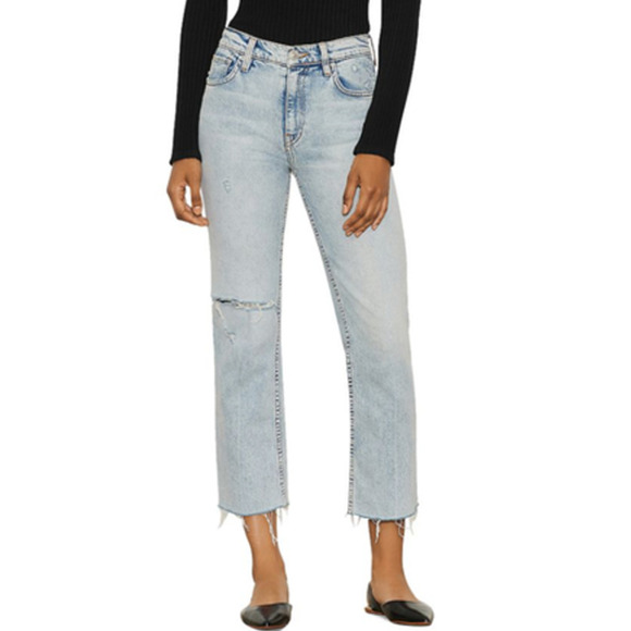 Hudson Remi Jeans High Rise Straight Leg Crop Ankle Denim Two Hearts NWT Size 33 - Picture 1 of 14